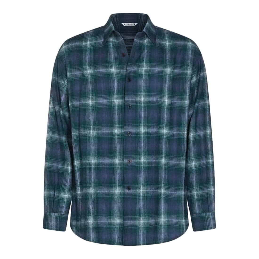 Plaid Long-Sleeve Wool Shirt with Button-Down Front