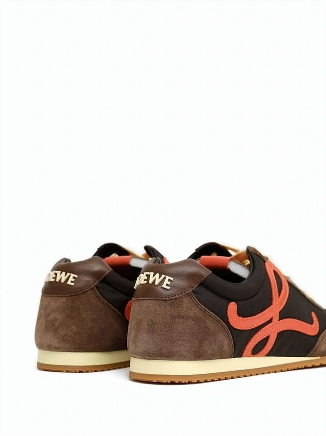 Calf Leather and Nylon Sneakers with Coral Logo