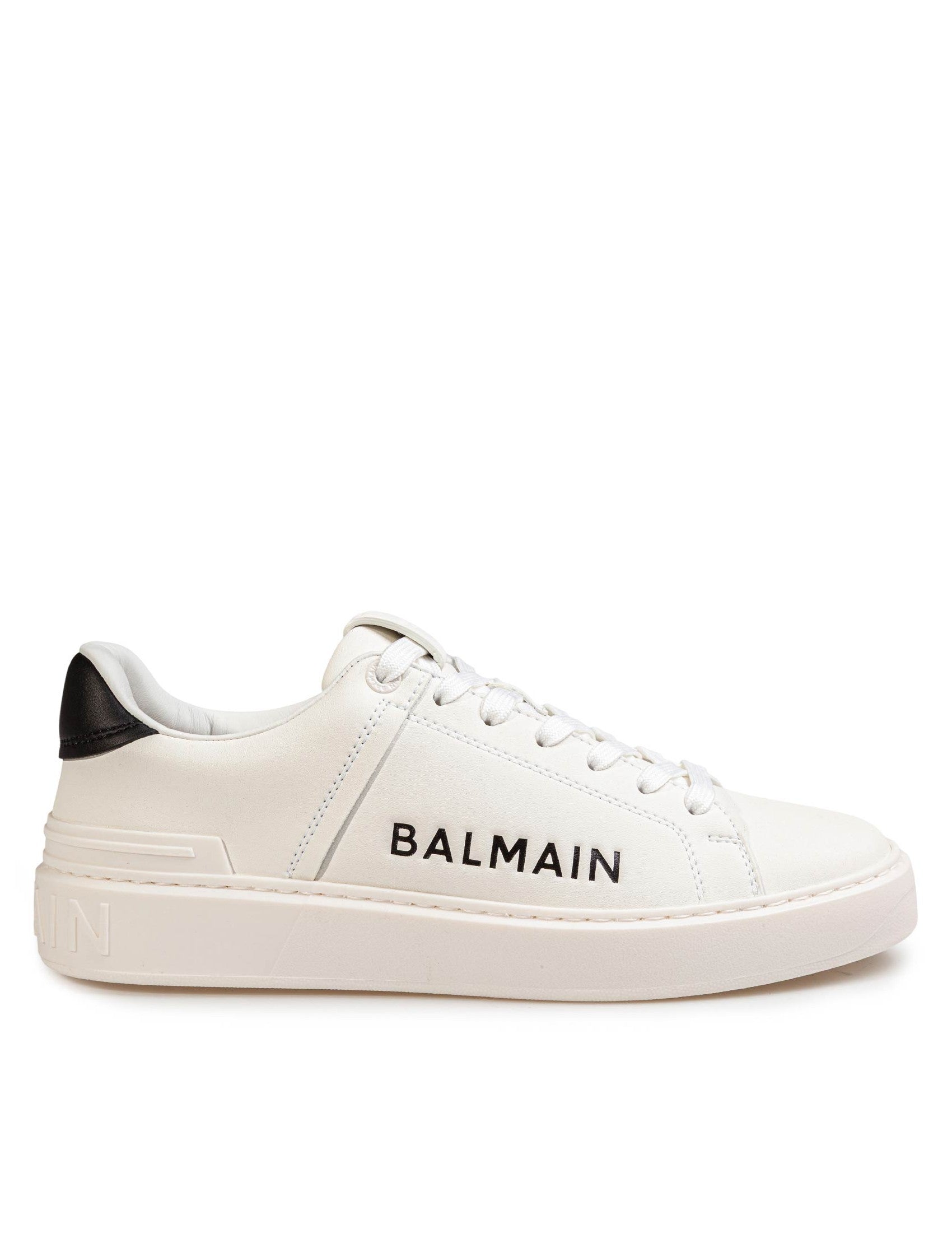 B Court White Leather Sneakers Side Logo