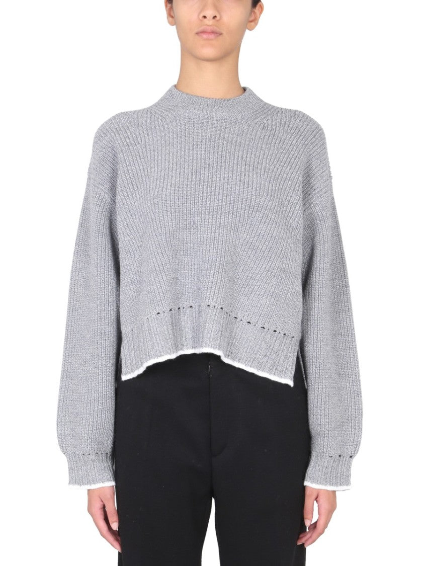 Turn-Neck Wool Jersey Sweater