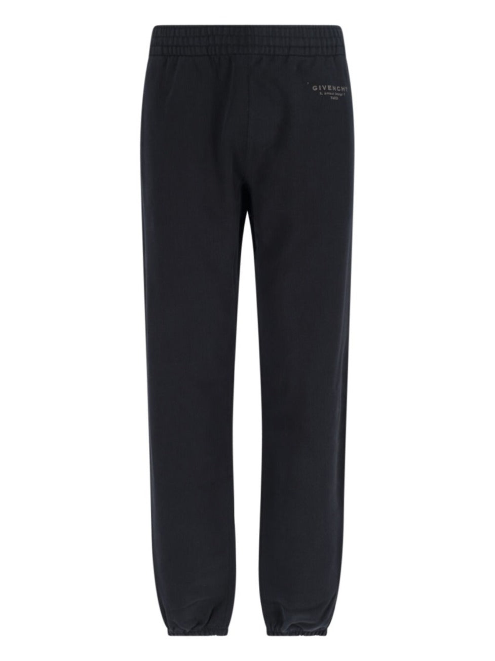 Logo Track Pants, In Black Cotton, Elasticated Mid-Rise