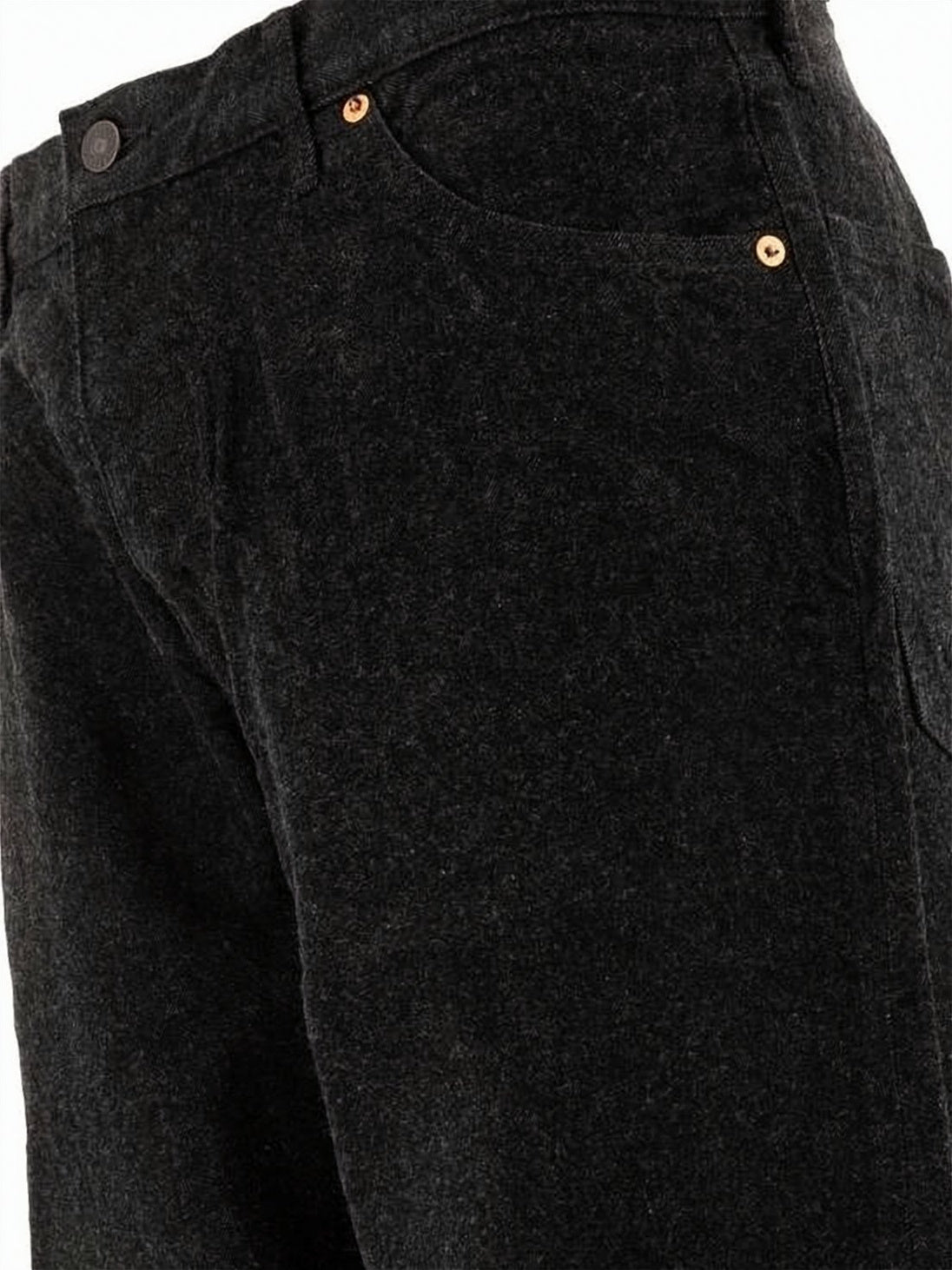 Washed Black Straight-Leg Denim Pants with Copper Rivet Details