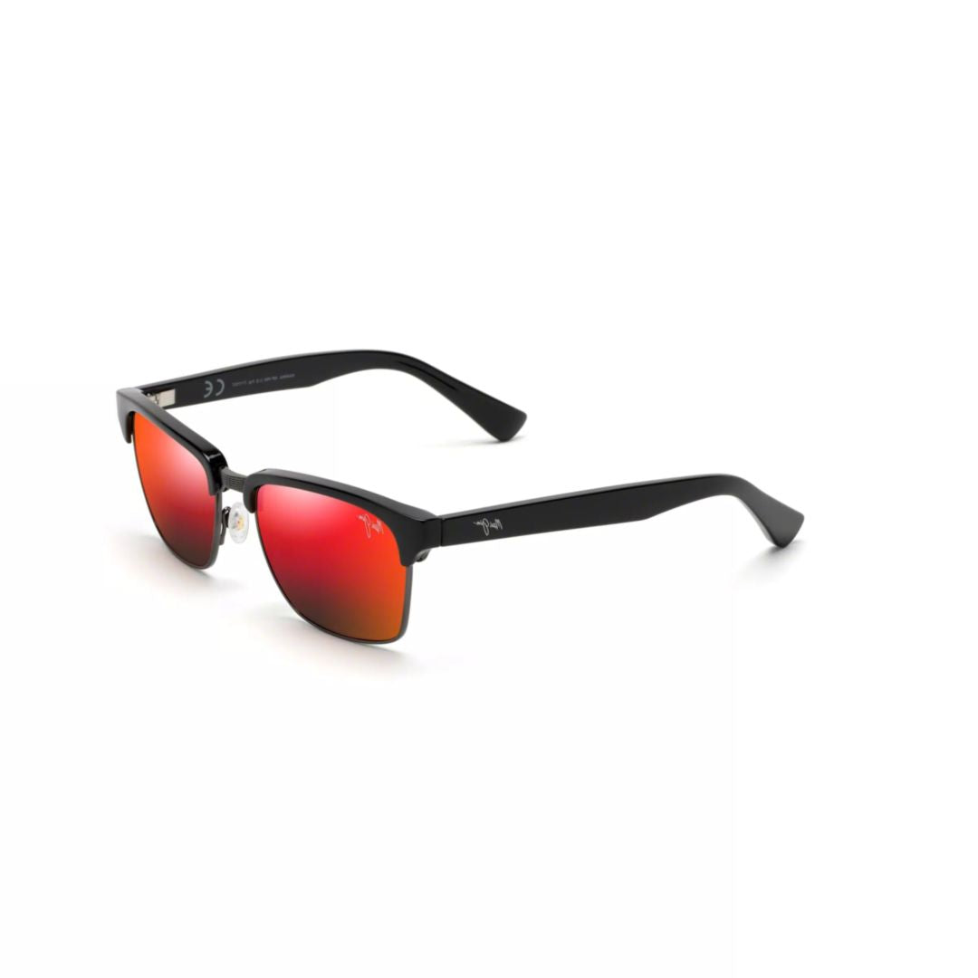 Kawika Semi-Rimless Sunglasses with Red Mirrored Lenses