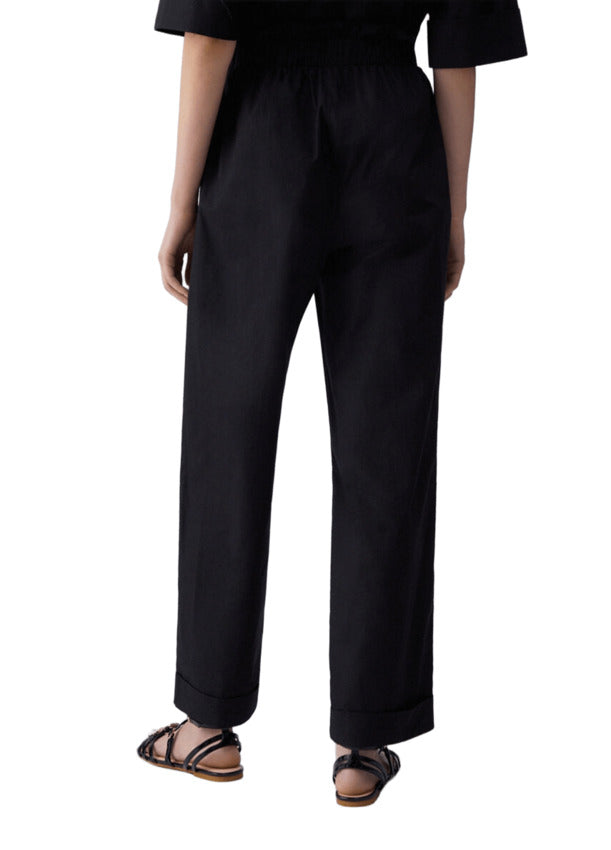 High Waist Cotton Trousers with Belt