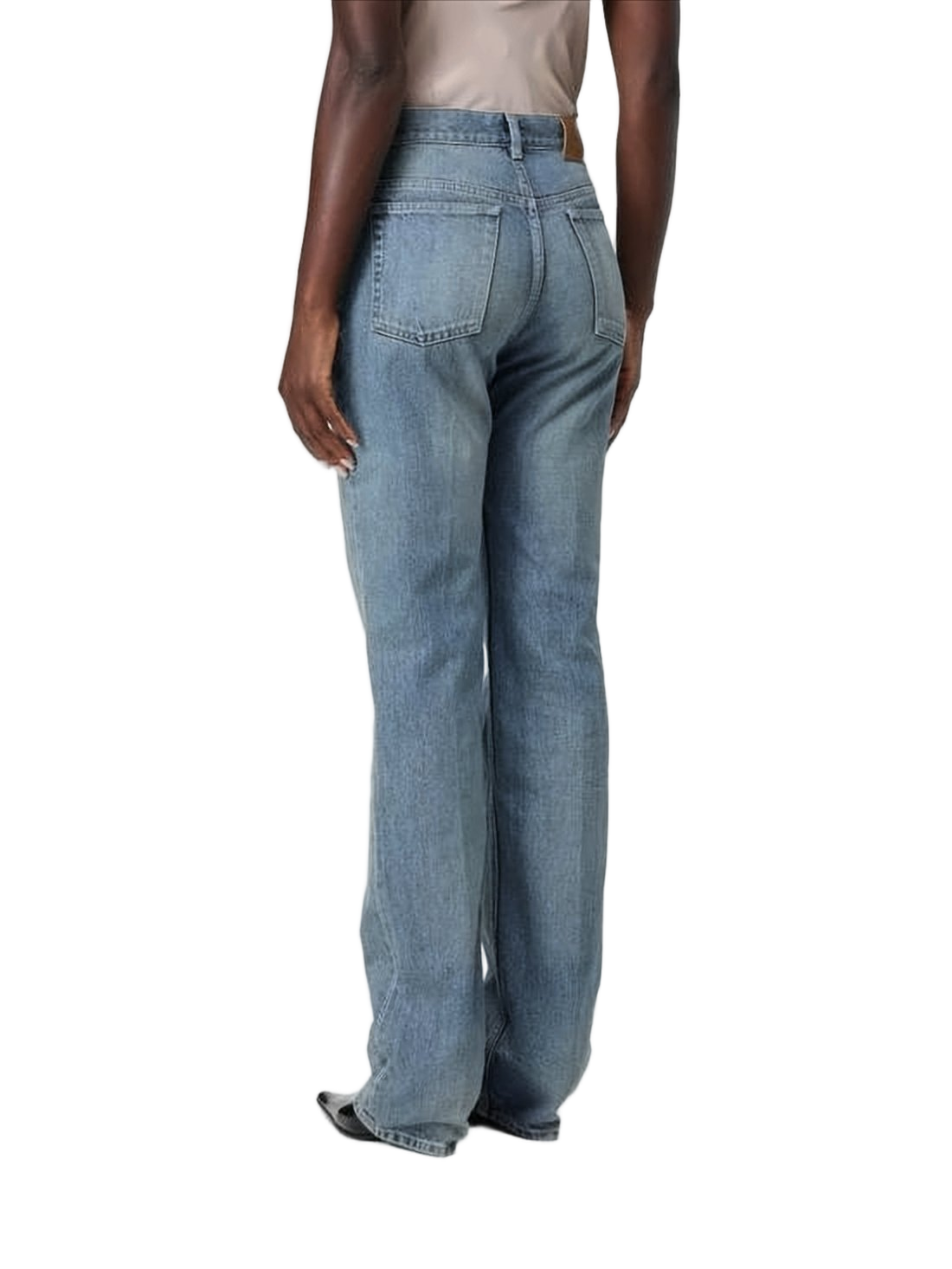 Straight-Leg Light Blue Denim Pants