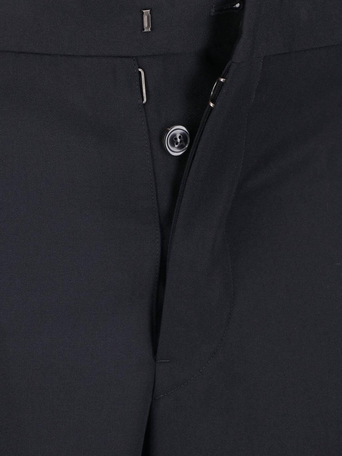 Black Mid-Rise Virgin Wool Tailored Trousers