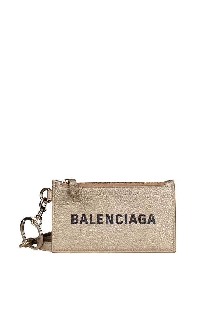 Gold Grained Leather Card Holder