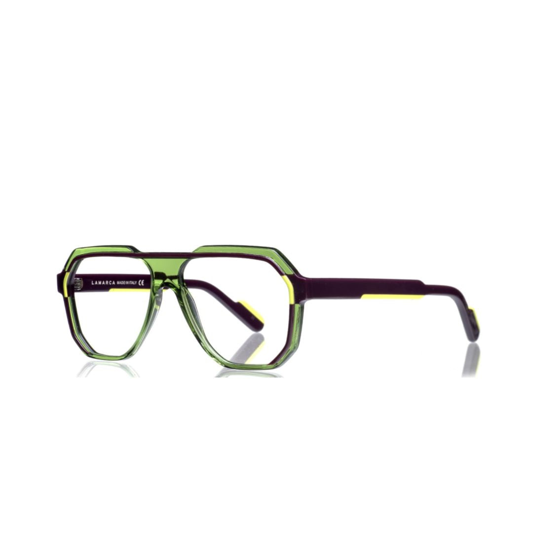 09124 Policromie 140 Geometric Frame Eyeglasses in Translucent Green Acetate