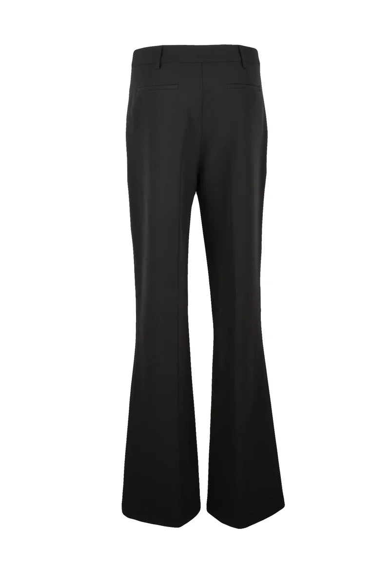 Fitted Black Trousers with Flared Hem