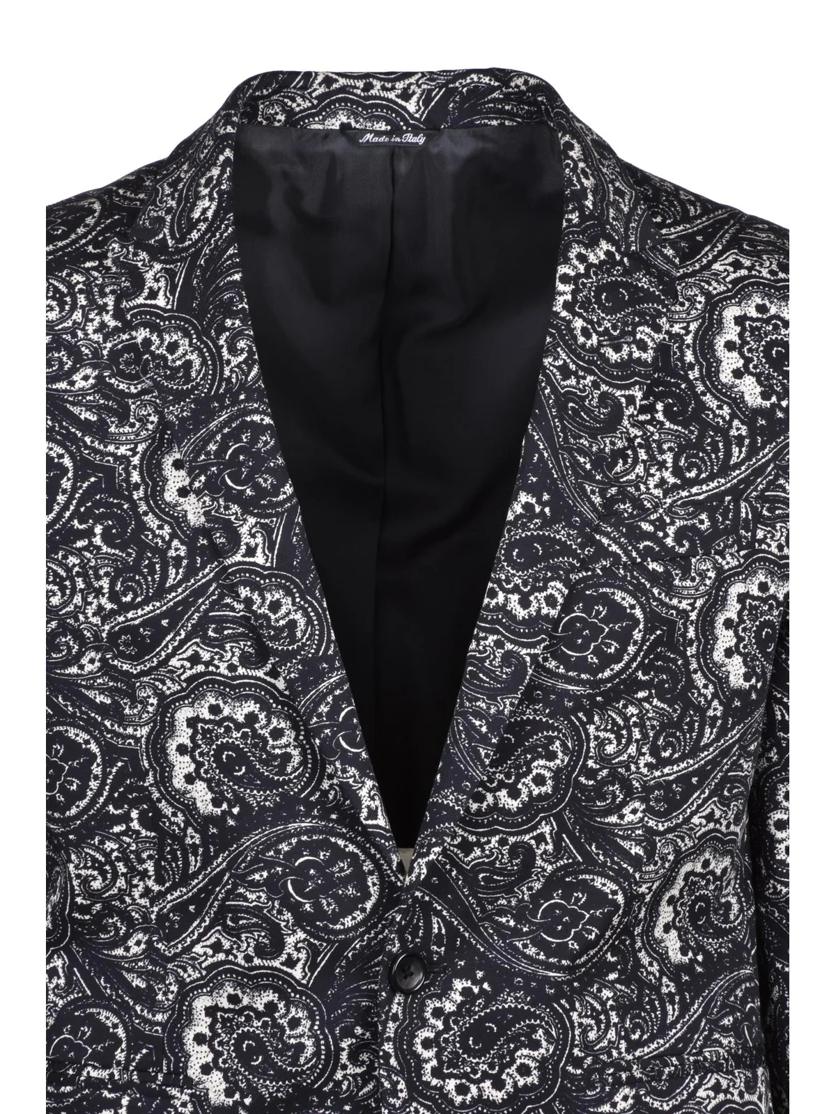Black White Cotton Elastane Rounded Jacket