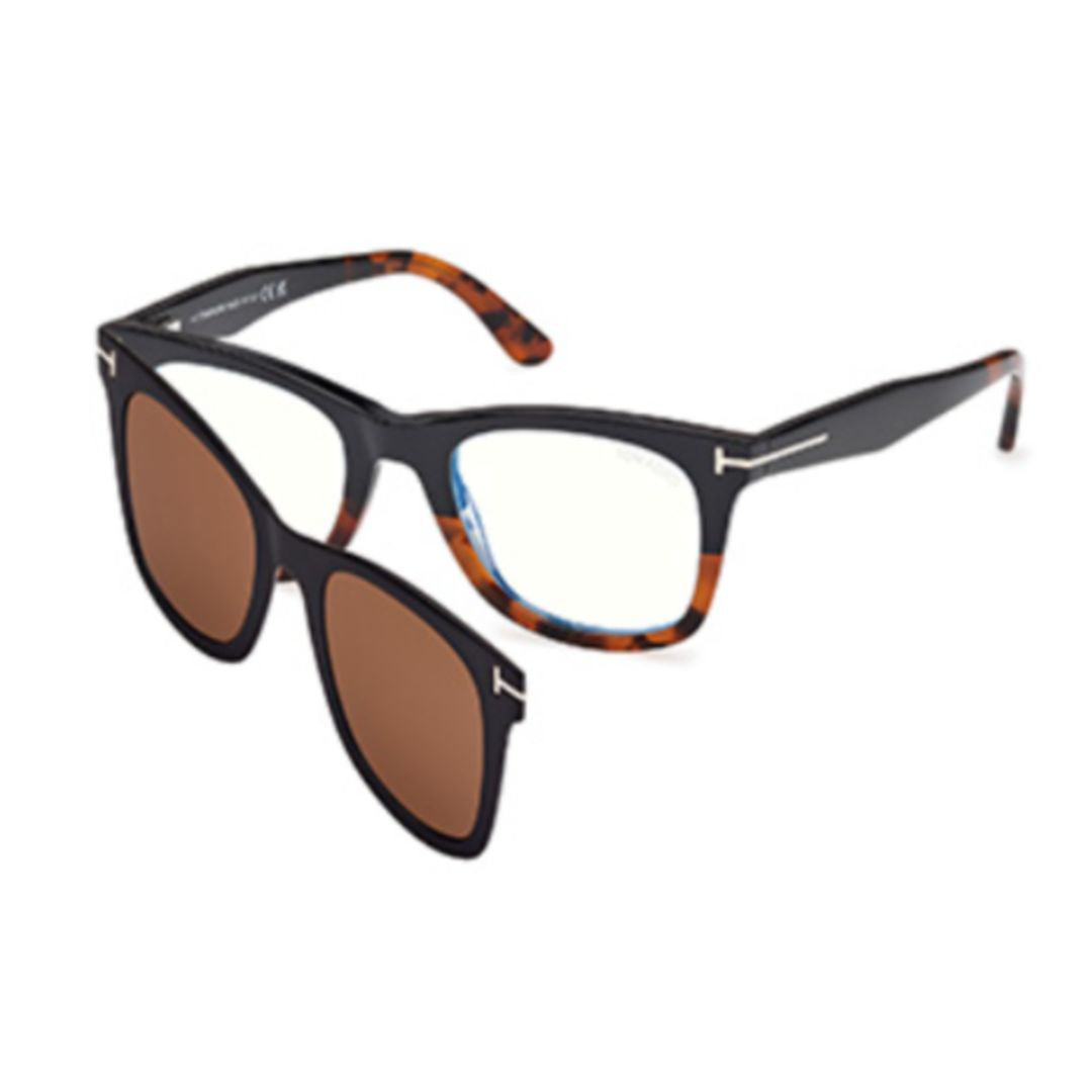 Ft5970-B 50005 Tortoiseshell and Black Rectangular Eyeglasses