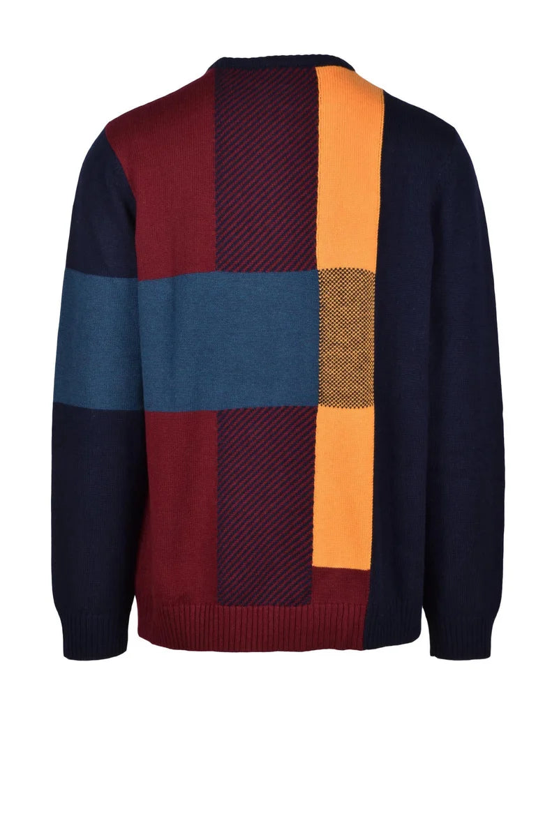 Blue/Bordeaux Wool Polyamide Acrylic Men's Sweater