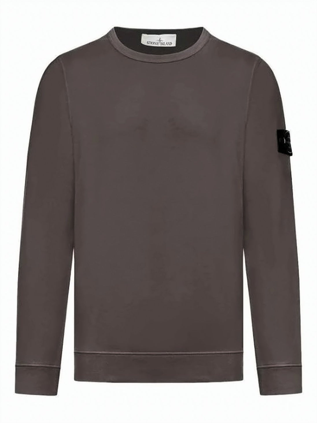 Brown Long-Sleeve Crewneck Sweatshirt with Distinctive Patch Logo