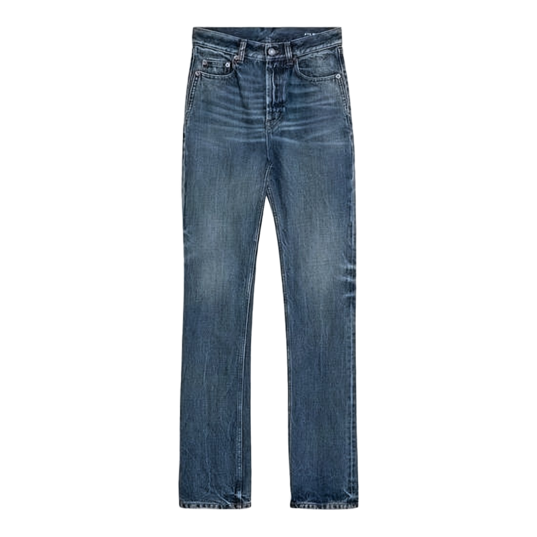 Straight-Leg Denim Pants with Mid-Blue Wash