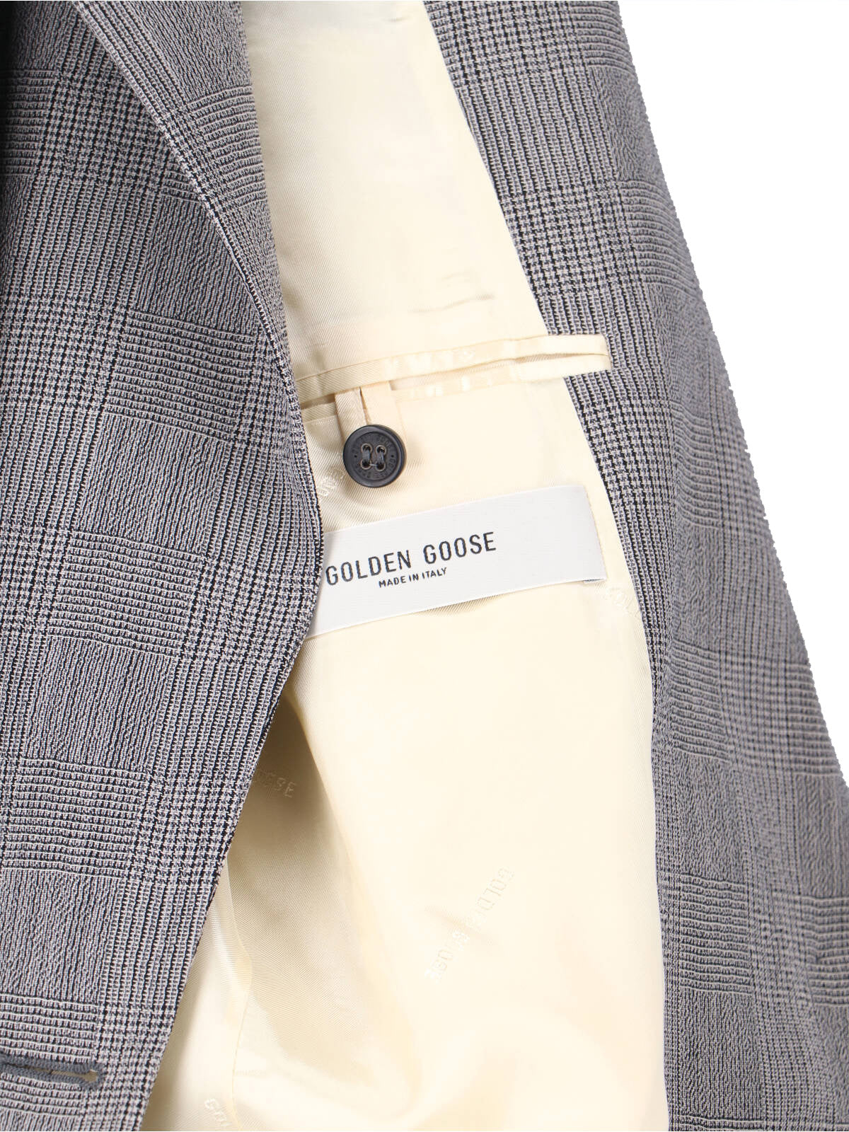 Gray Prince of Wales Wool Crystal Blazer