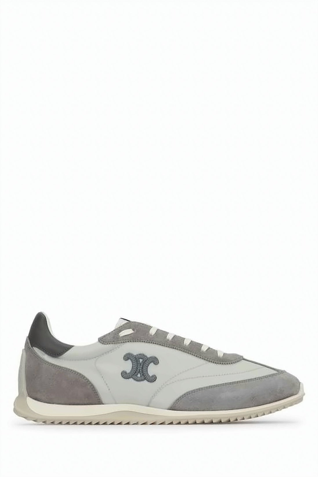 Low-Top Grey Sneakers With Suede Overlays