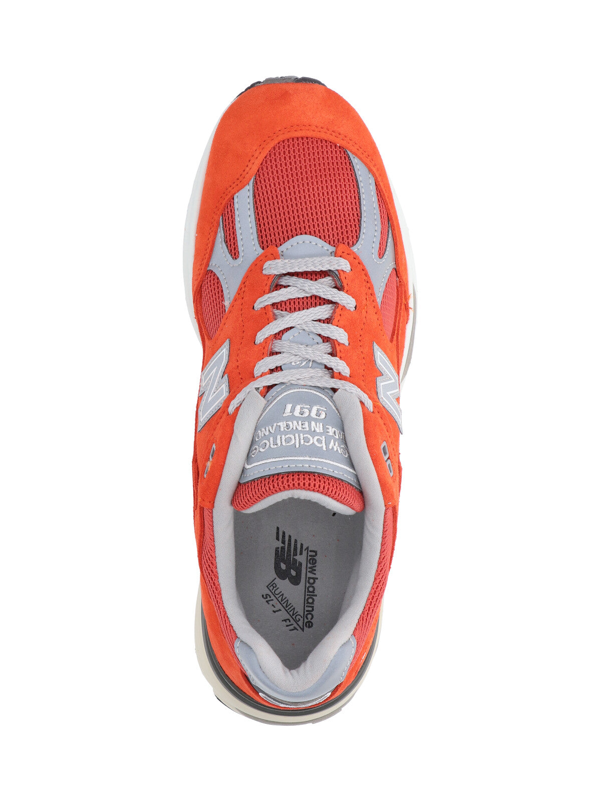Orange Suede Mesh Grey Accent Sneakers