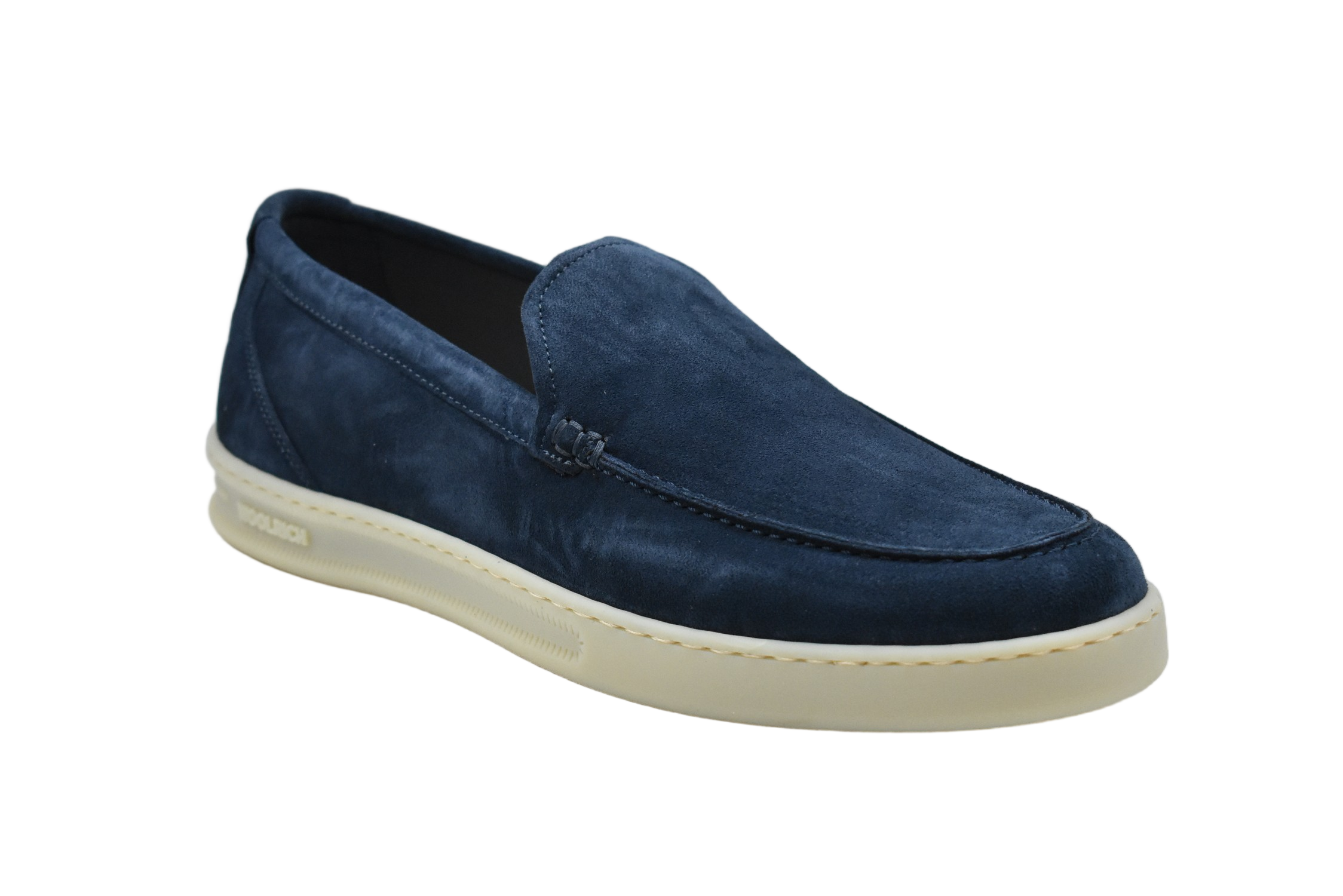 Deep Blue Slip-On Loafers With Contrasting Sole