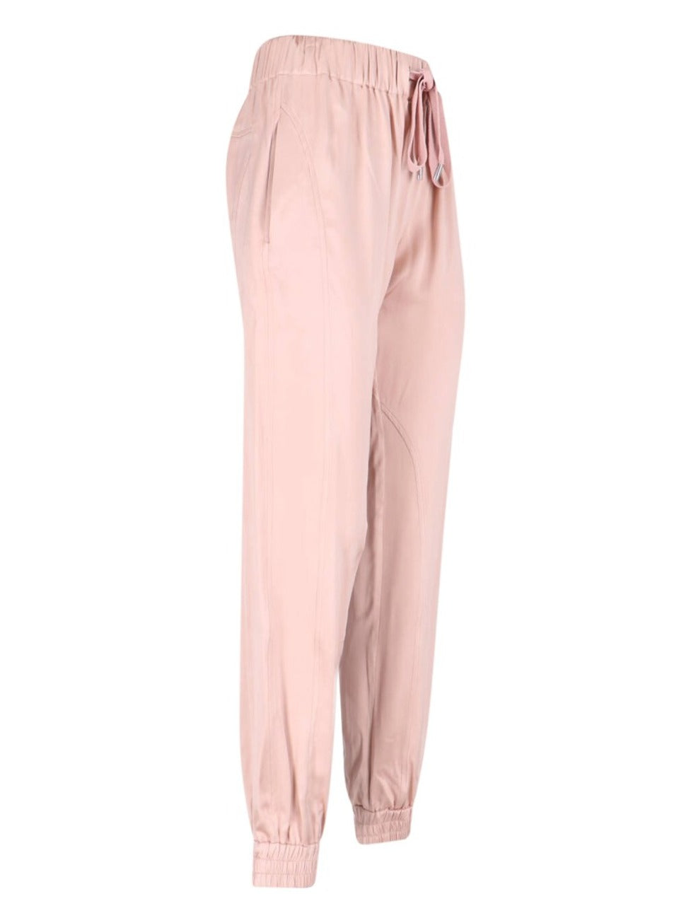 High-Waisted Silk Blend Athletic Pants With Drawstring Closure