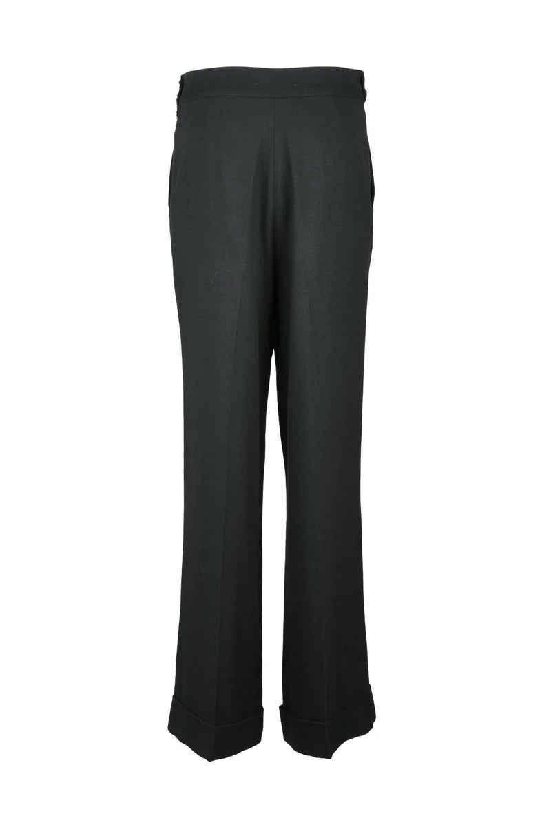 High-Waisted Trousers - Black