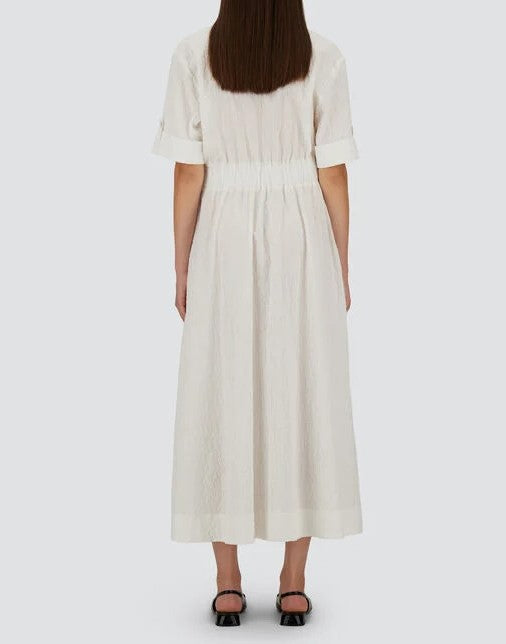 Crispy Cotton Cross Over V Neck Dress
