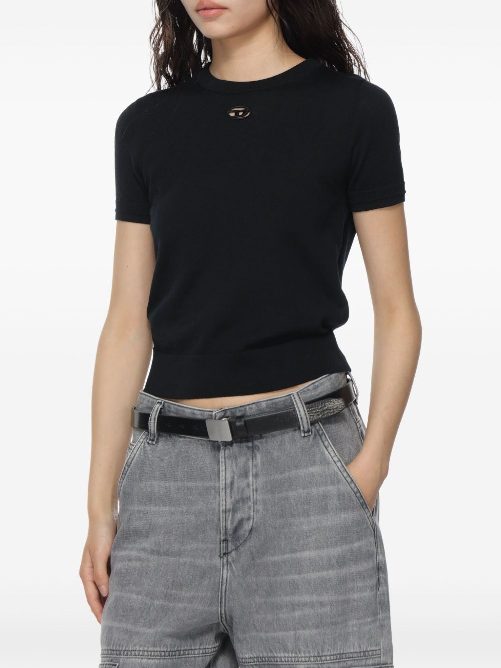 Round Neck Black Top