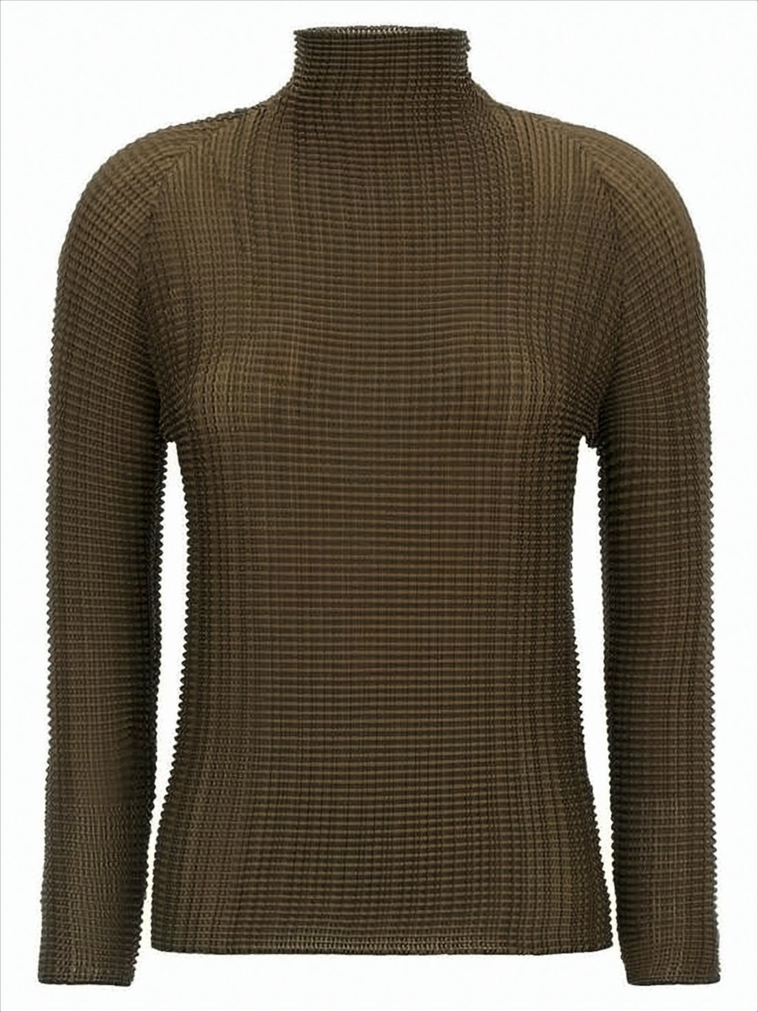 Textured Long-Sleeve High-Neck Top