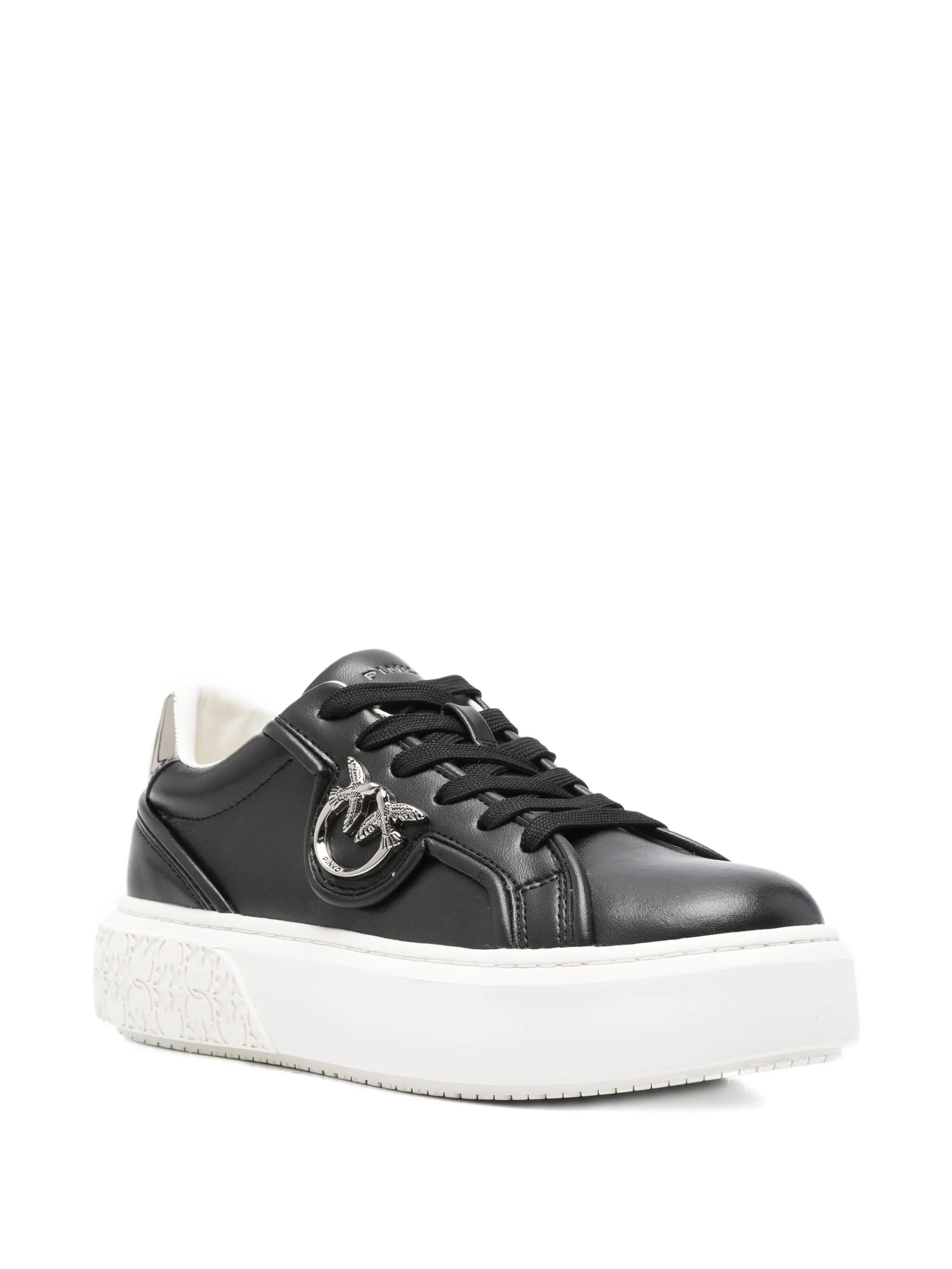 Black Yoko 06 Metallic-Logo Leather Sneakers