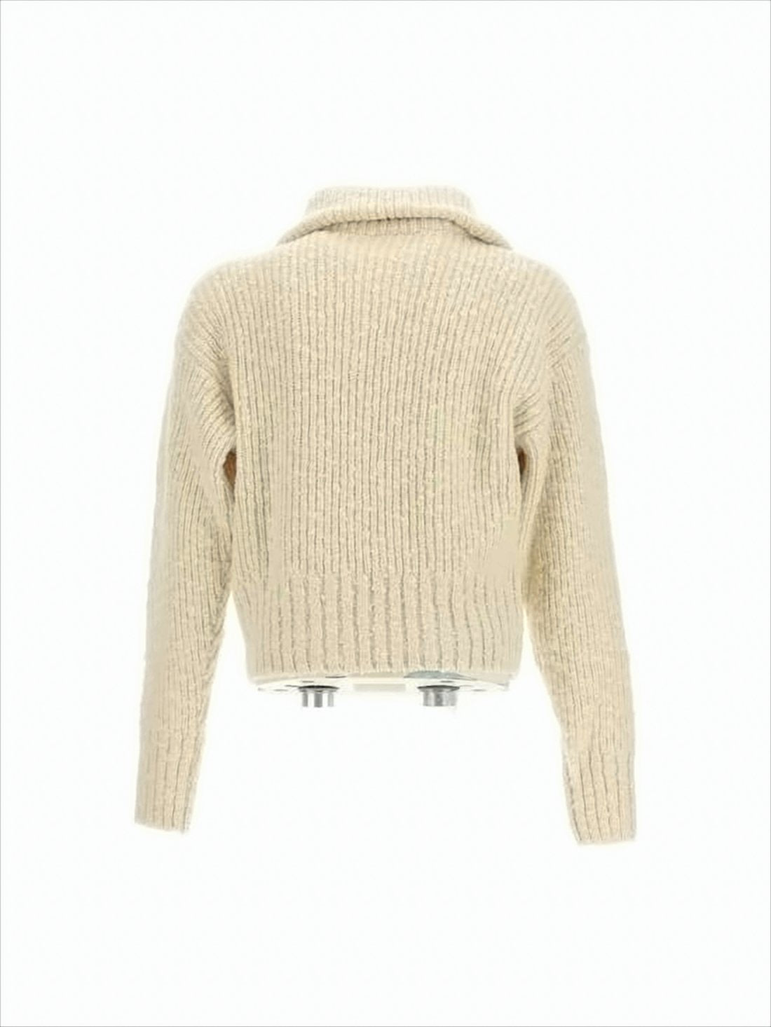 Ribbed Knit Sweater with Half-Zip and Plush Texture