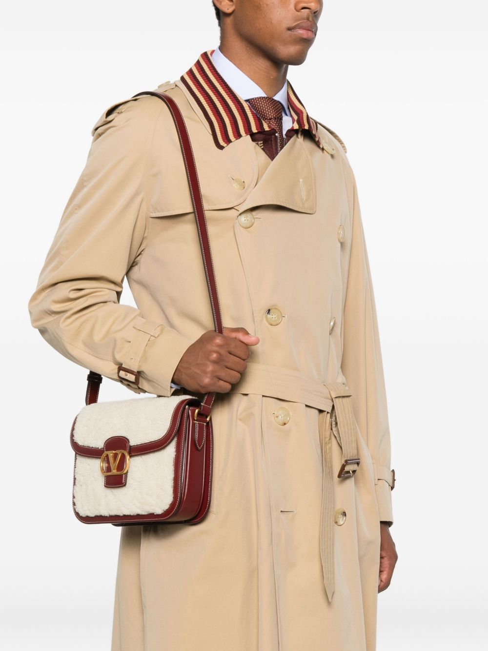 Structured Shearling And Leather Shoulder Bag