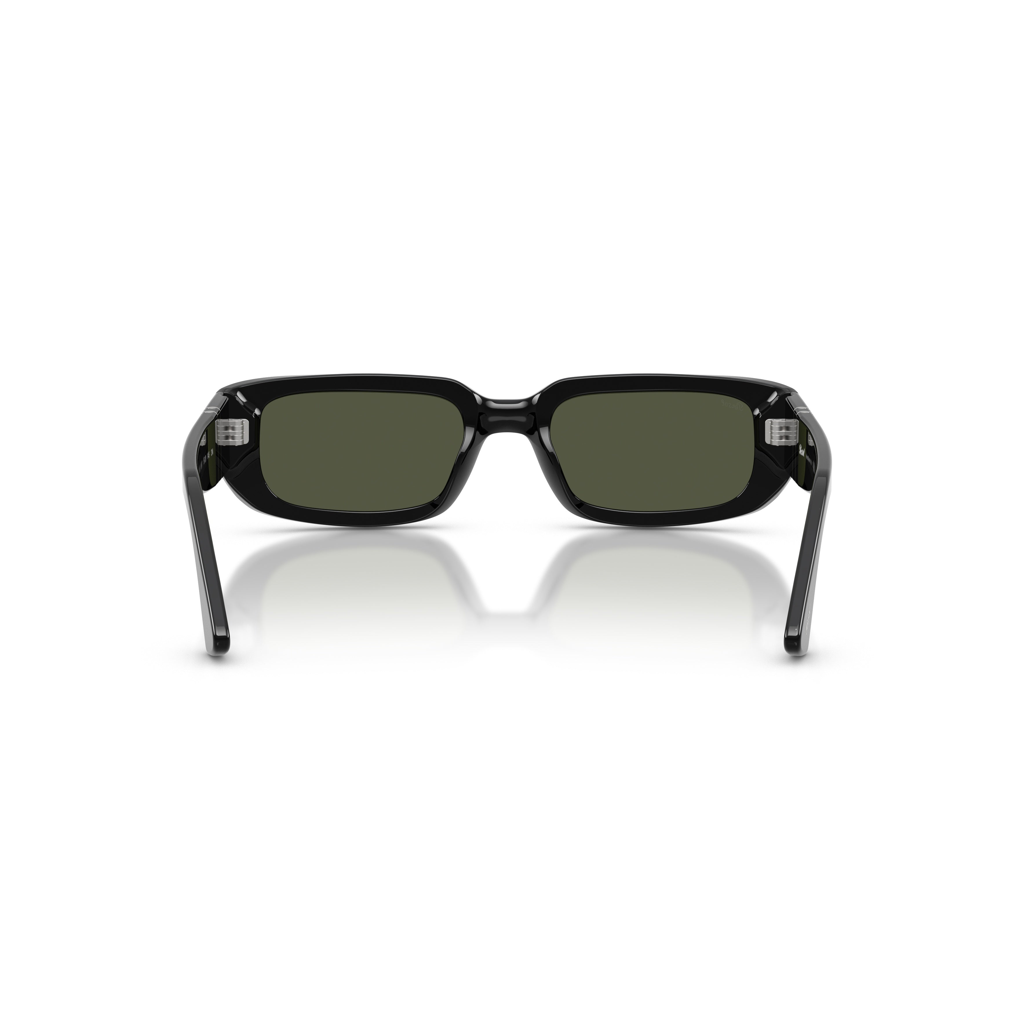 0po3385s Rectangular Black Acetate Sunglasses with Silver Accents
