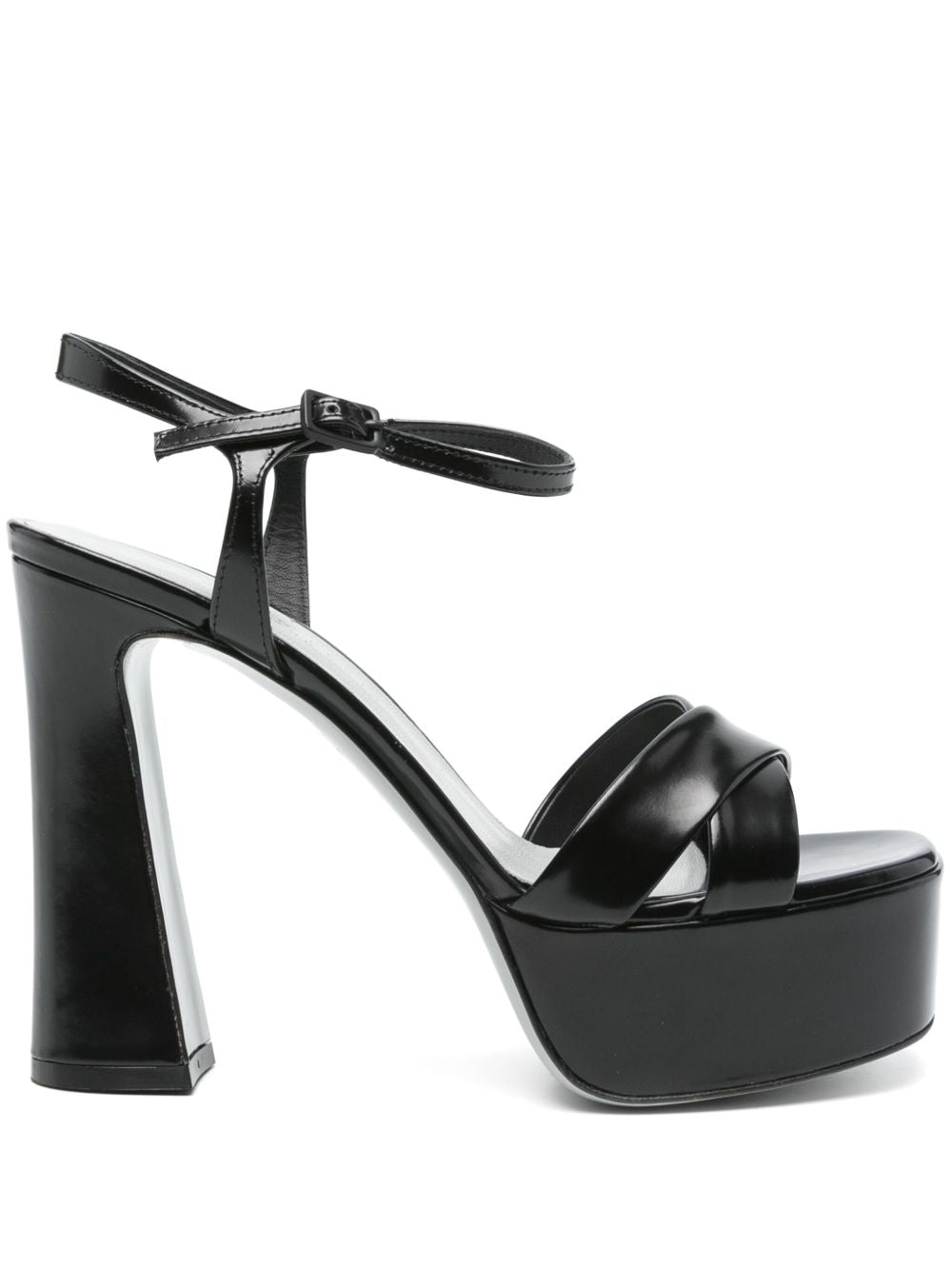 Black Crossover Strap High Block Sandals