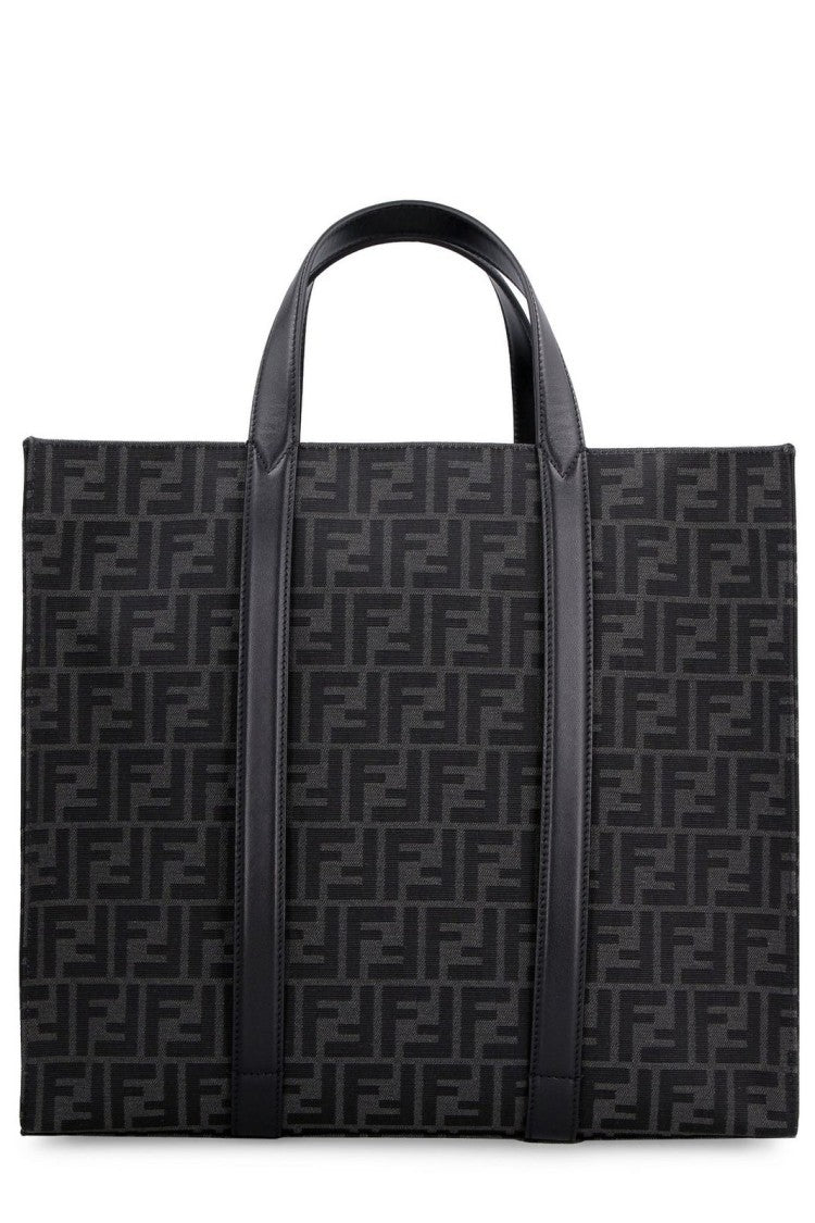 Structured Monogram Pattern Tote Bag