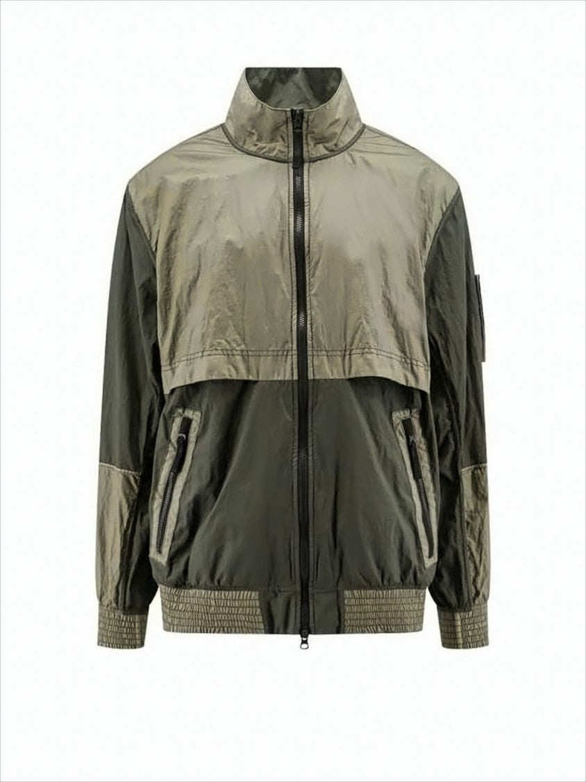 Two-Tone Nylon Lightweight Bomber Jacket