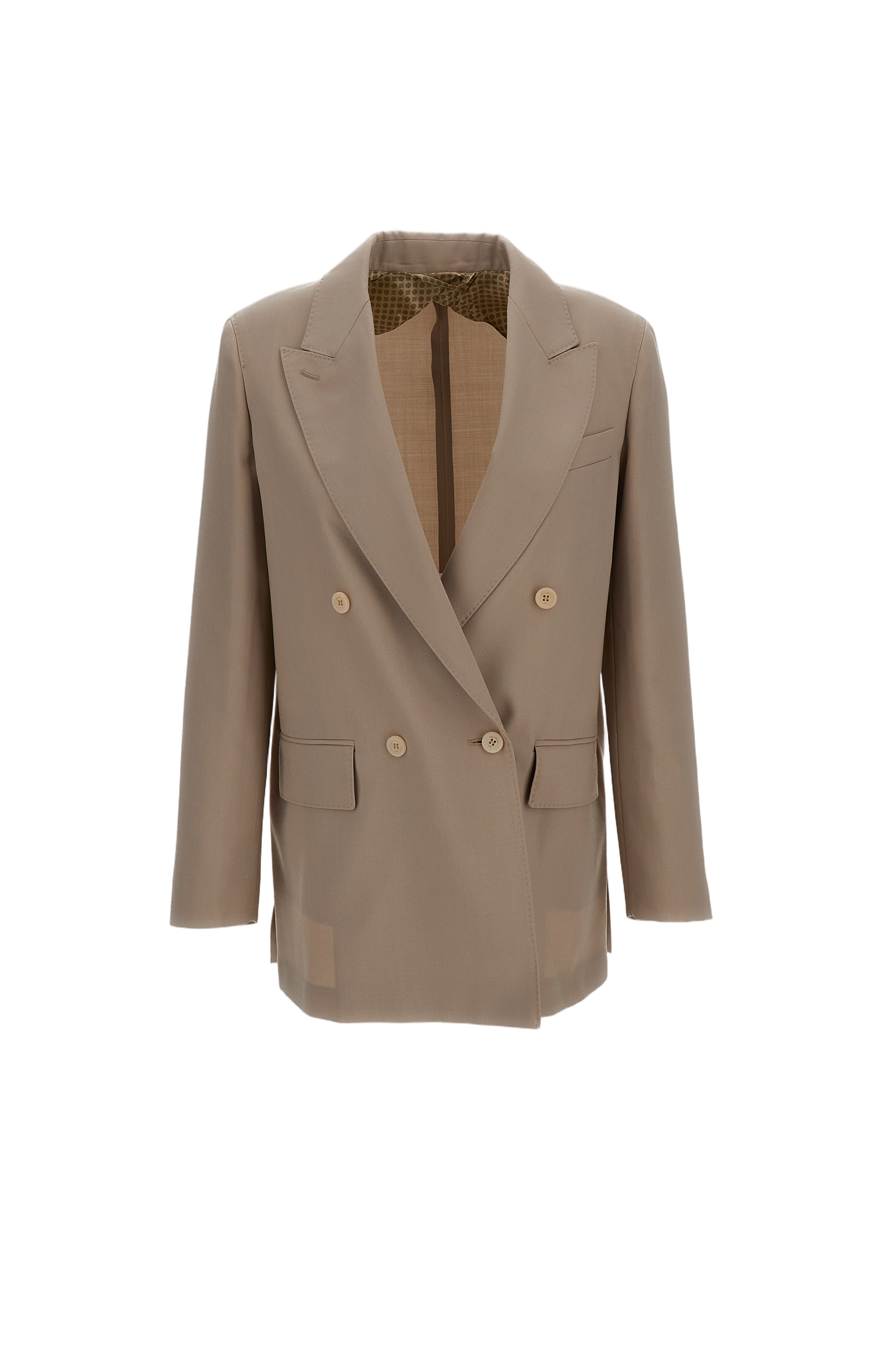 Brown Mitico Wool and Silk Double-Breasted Jacket