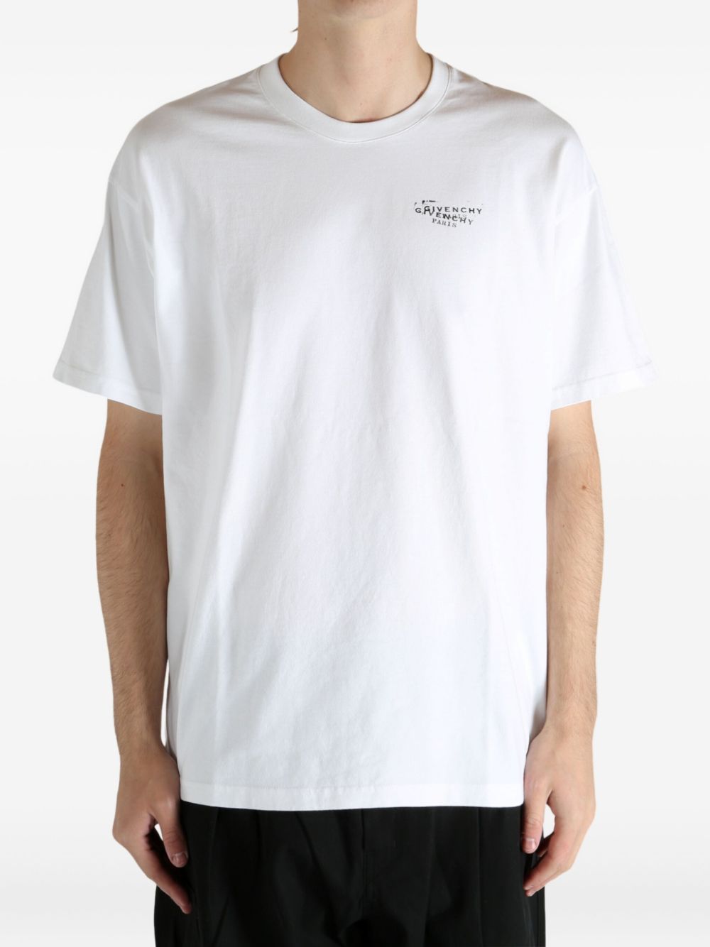 Relaxed Fit White Silk-Nylon T-Shirt