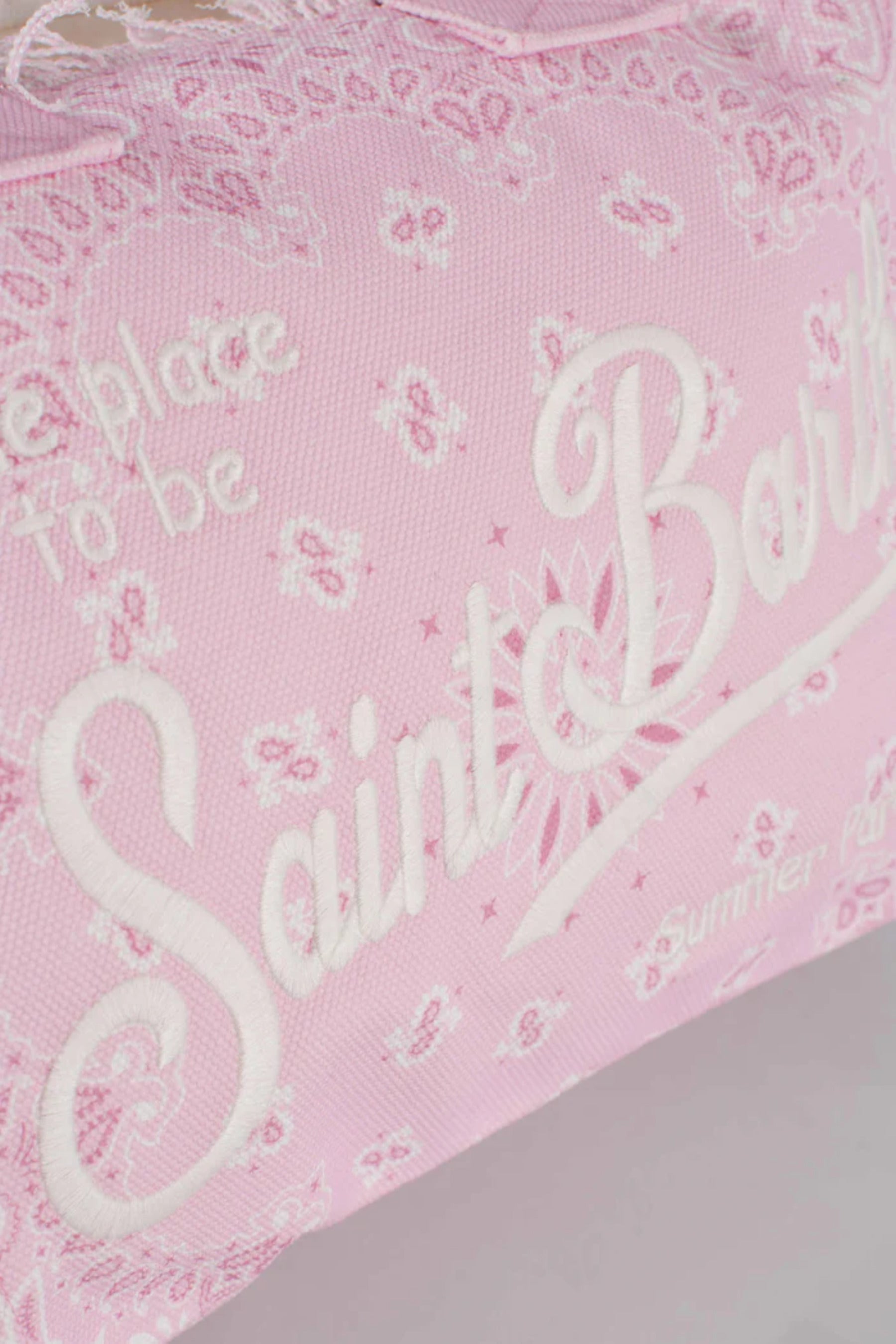 Bandana-Inspired Pink Tote Bag with Fringed Edges