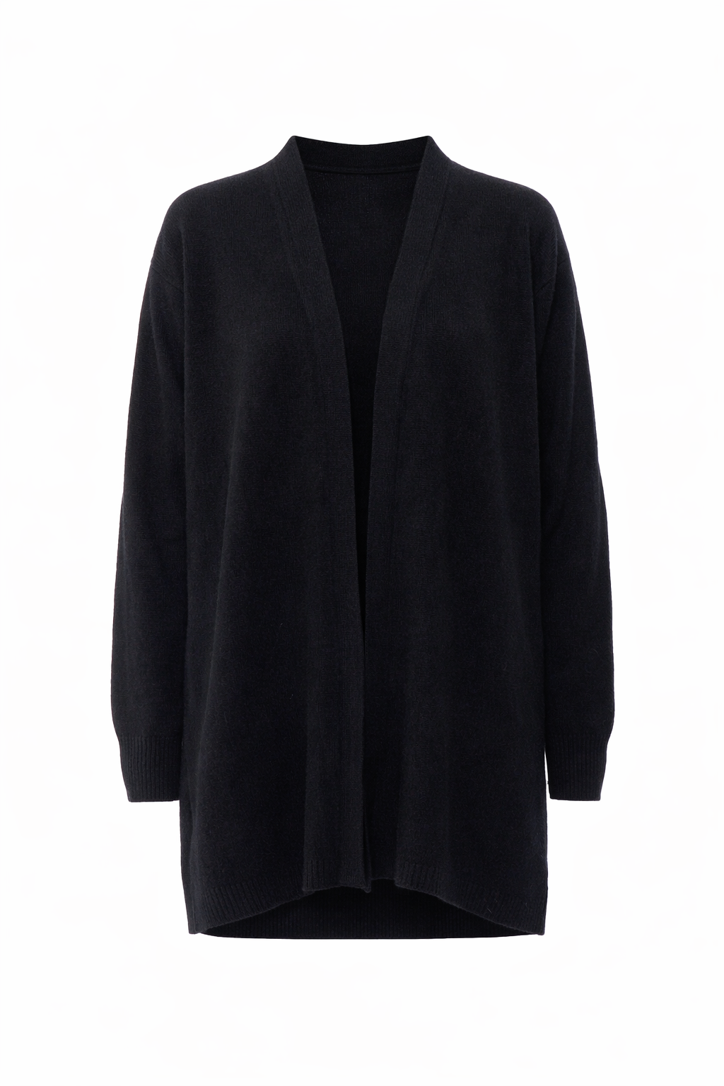 Long Black Cardigan With V-Neckline