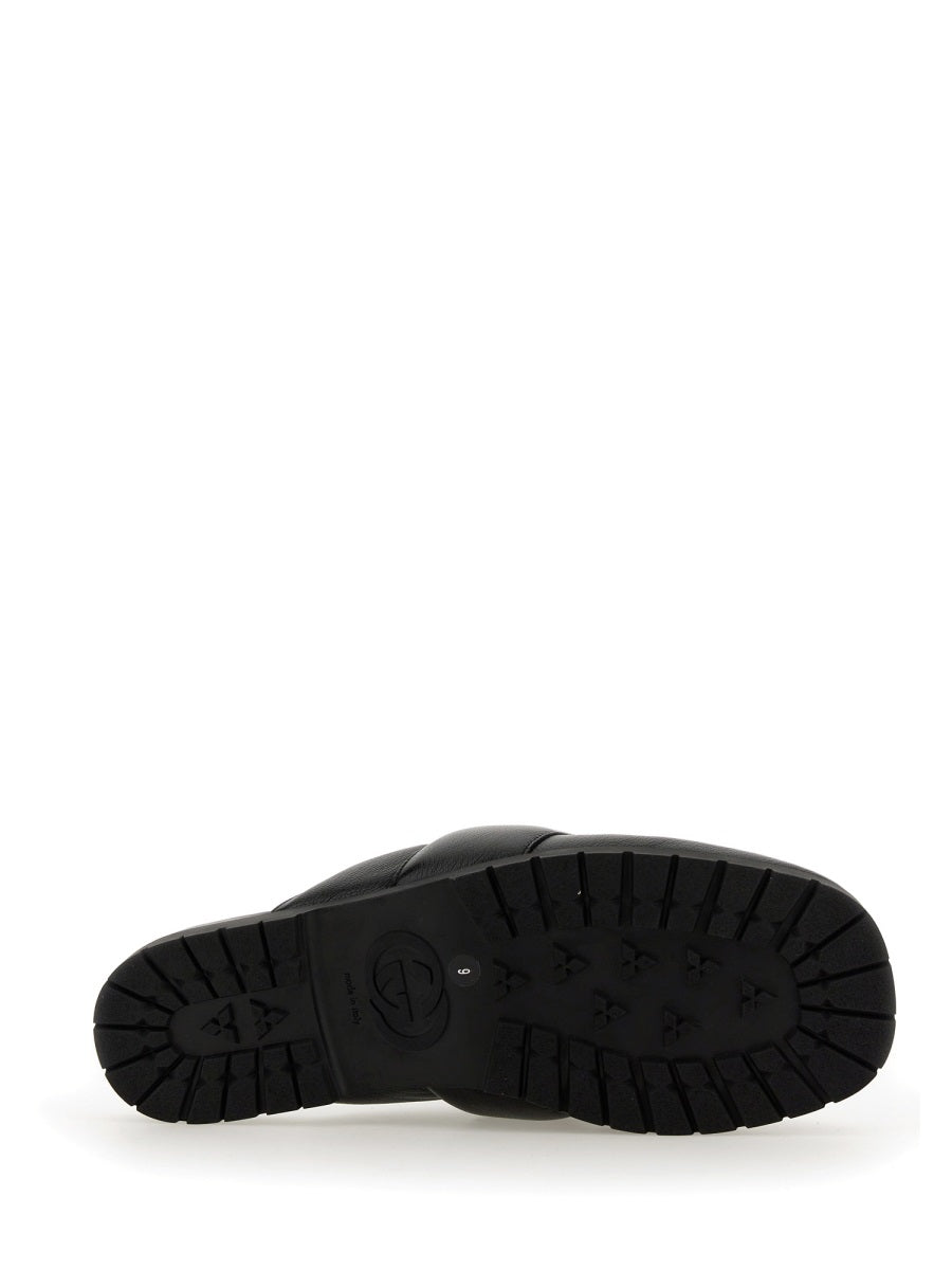 Men's Leather Sabot Shoe with Clamp Detail