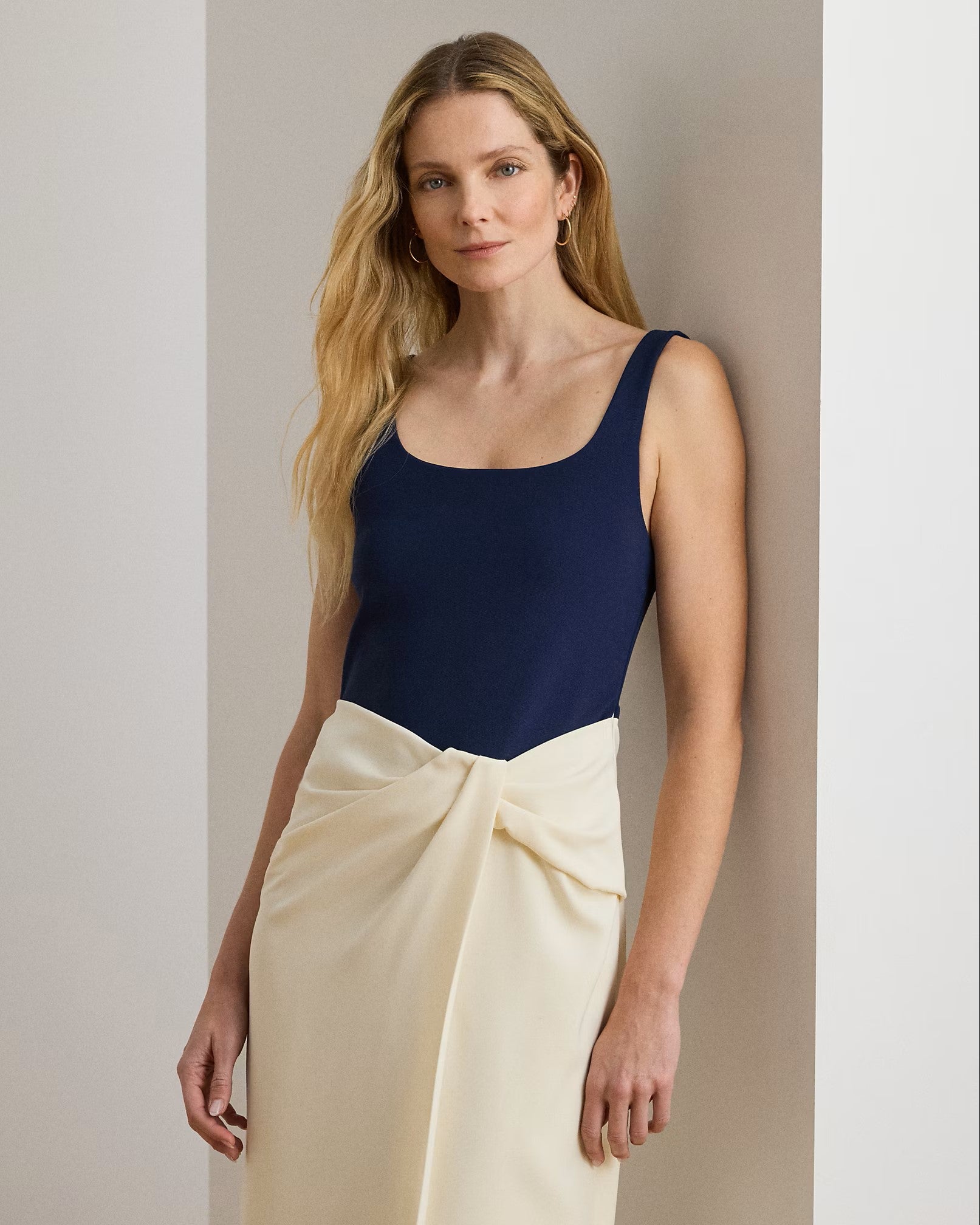 Natural Double Crepe Slim Dress