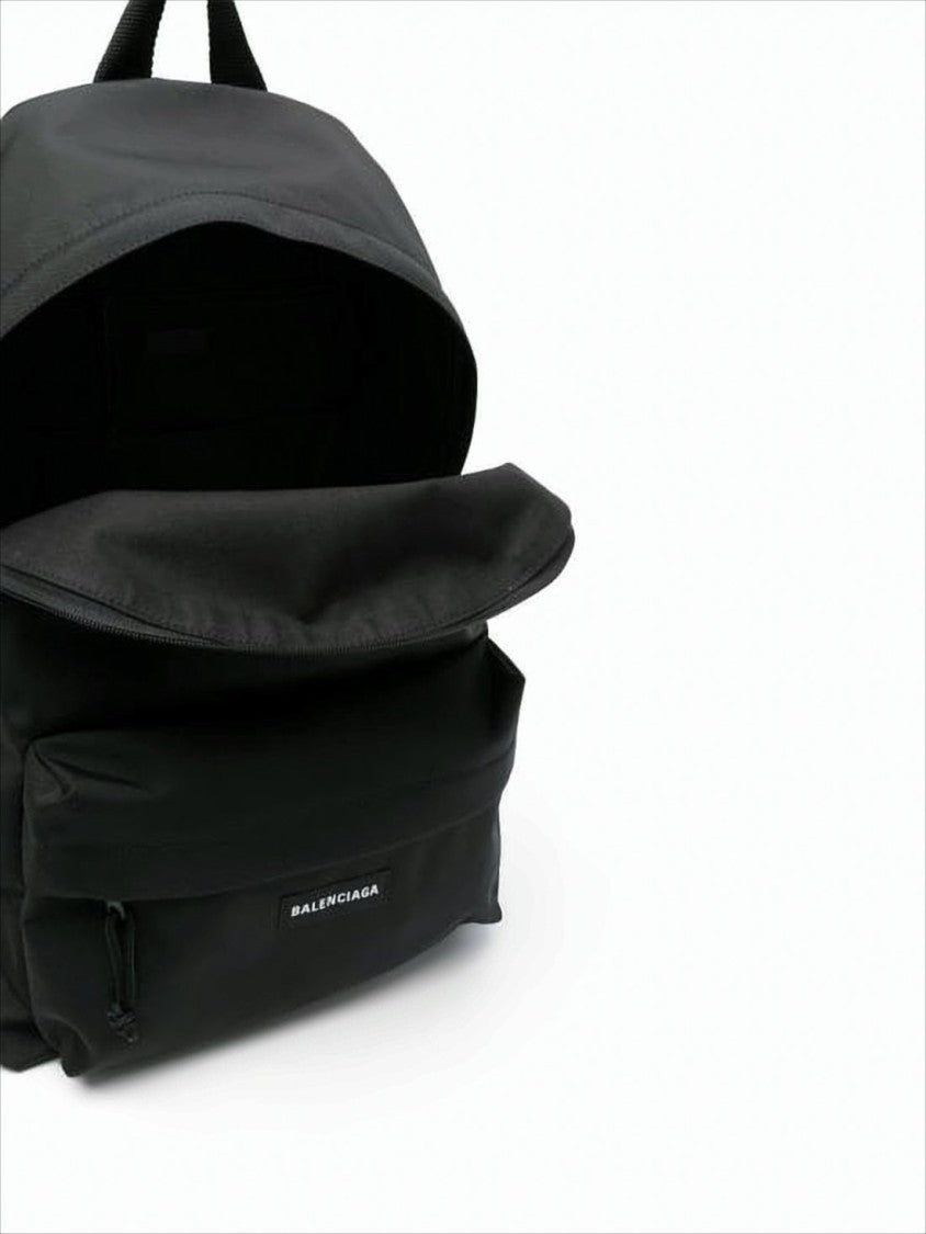 Minimalist Black Backpack with Logo Patch