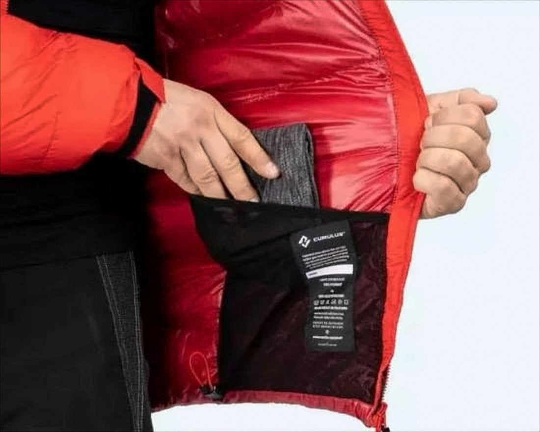 Bright Red Padded Jacket with Horizontal Quilting