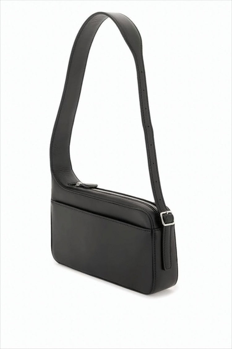 Rectangular Minimalist Shoulder Bag in Smooth Cowhide Leather