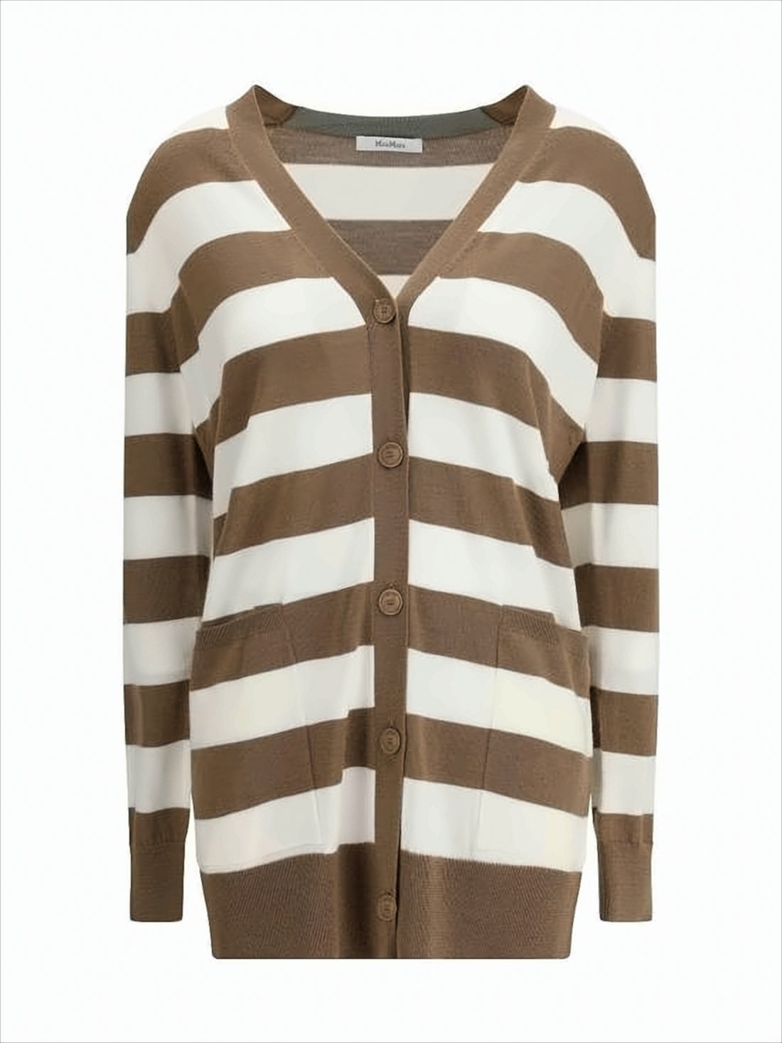 Wide Horizontal Striped Wool Cardigan