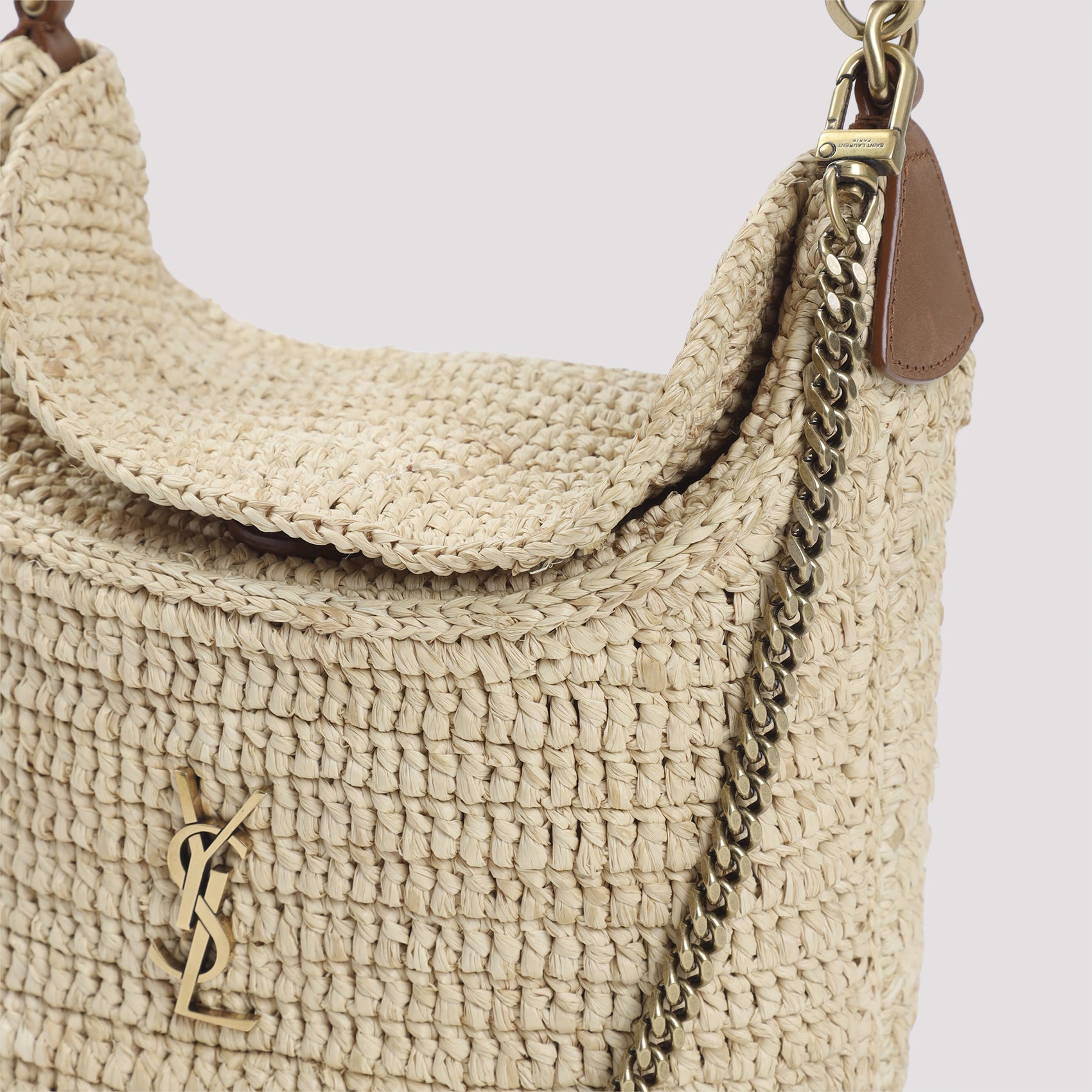 Structured Raffia And Leather Shoulder Bag