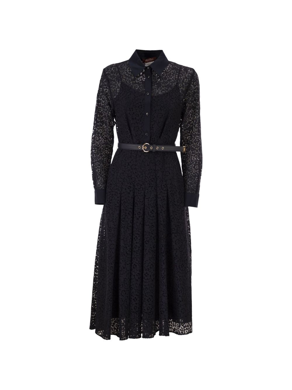 Calf-Length Silk Crepe de Chine Dress