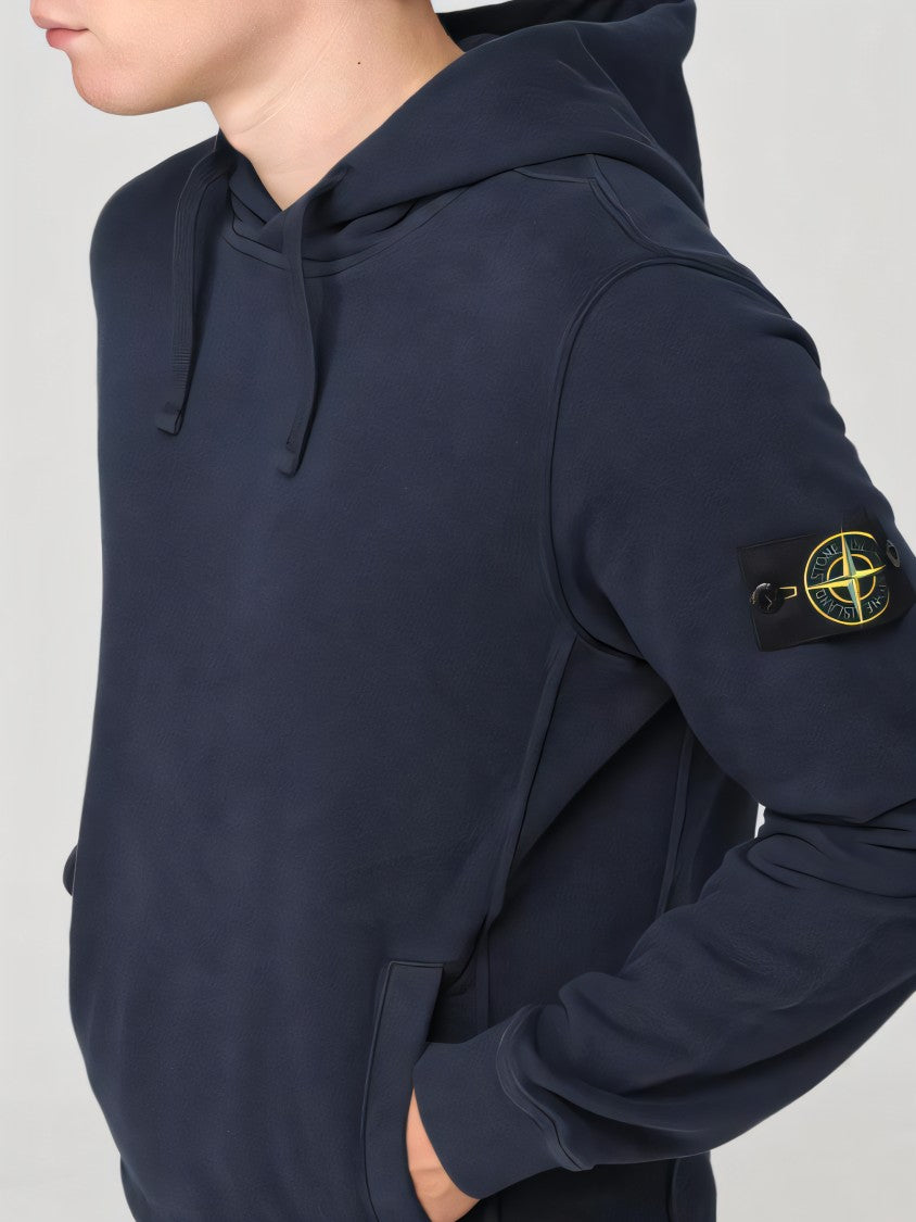 Classic Blue Hoodie With Logo Patch