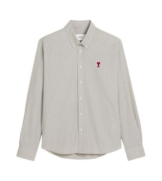 Long-Sleeved Button-Up Shirt with Subtle Vertical Stripes