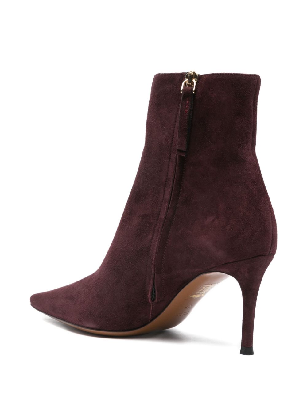 Burgundy Silk and Nylon Ankle Boots