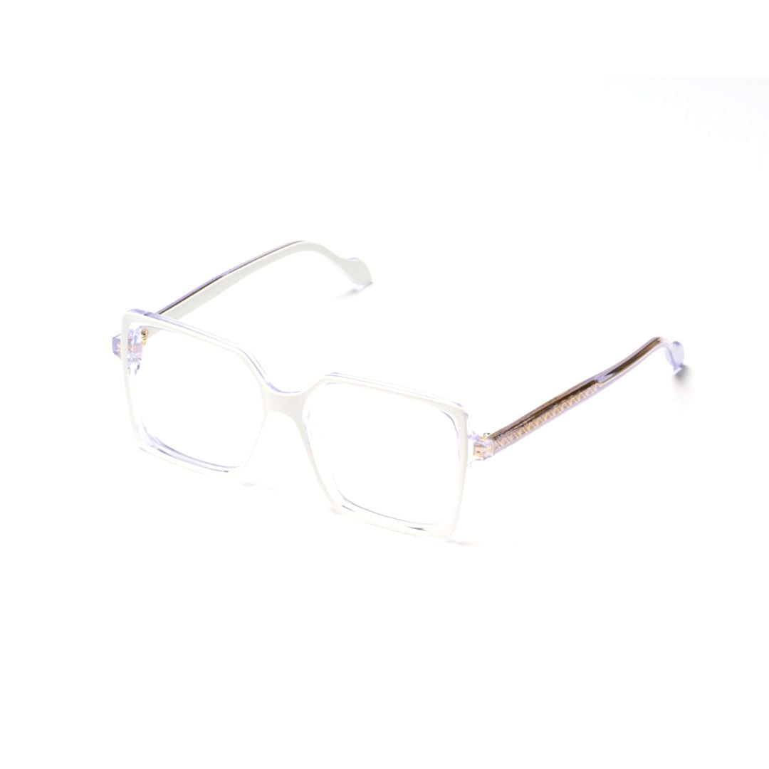 Lilibet Glamour Geometric Square Frame Eyeglasses with Gold Accents